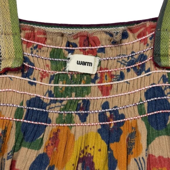 WARM NY Babydoll Mini Dress Sz.XS Tiered Floral Smocked Back Sundress Boho - Picture 6 of 13